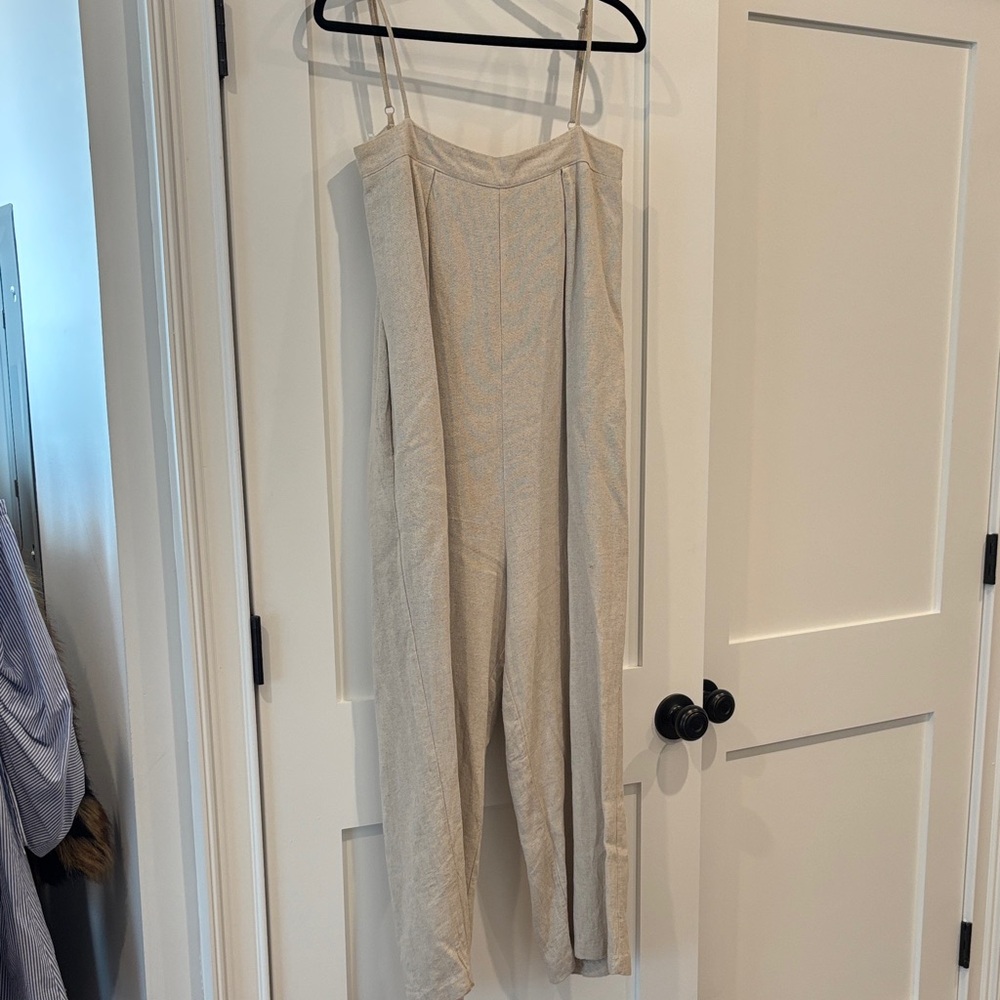 Frankie Shop cream jumpsuit with pockets